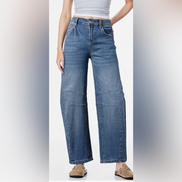 EUC Sidefeel Women’s Ankle Length Mid-Rise Baggy Barrel Jeans - Picture 8 of 10